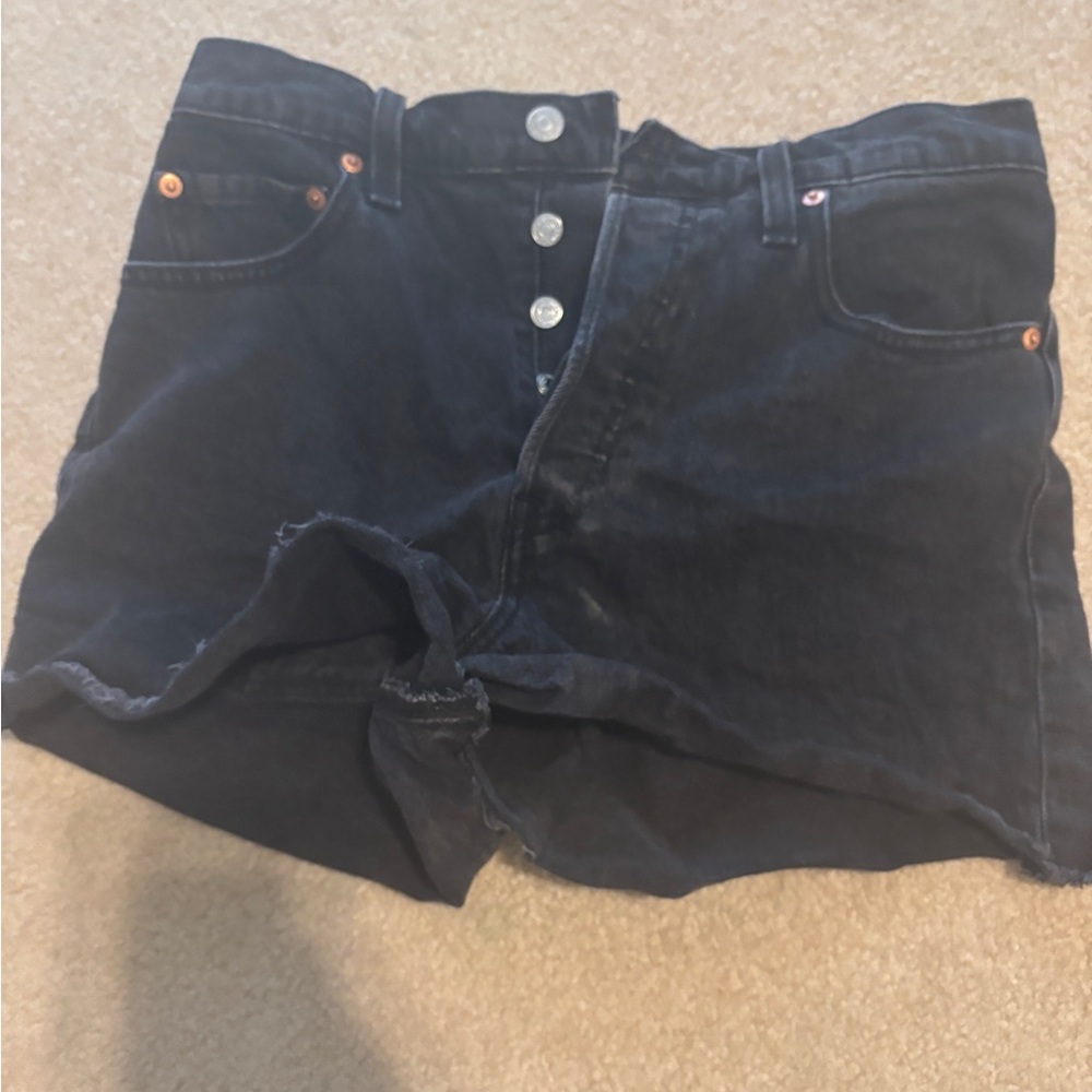 Levi’s Black High-Waist Button-Fly Denim Shorts